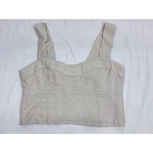 Abercrombie & Fitch Linen Blend Sleeveless Cropped Corset Tank Top Beige M